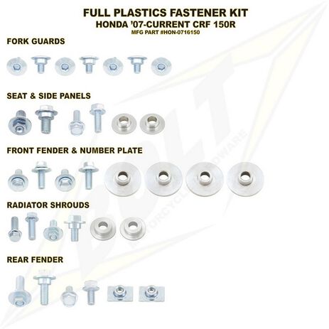 _Kit Tornillería de Plásticos Bolt Honda CRF 150 R 07-20 | BT-HON-0716150 | Greenland MX_