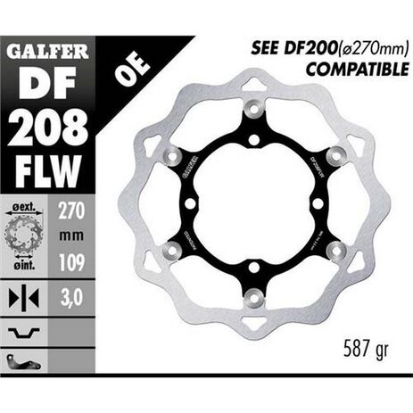 _Galfer Front Brake Disk Floating Flower Type Kawasaki KX 250/450 F 15-.. 270x3mm | DF208FLW | Greenland MX_
