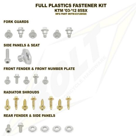 _Bolt Plastic Screws KTM SX 85 03-12 | BT-KTM-031285SX | Greenland MX_