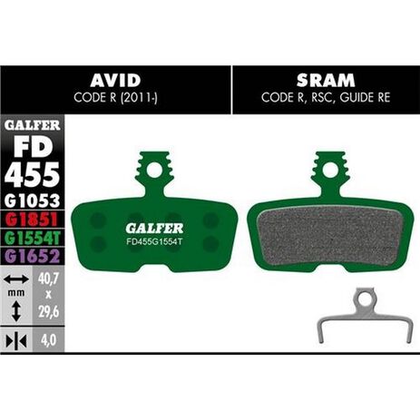 _Galfer Bike Pro Brake Pads Avid Code R (11-) | FD455G1554T | Greenland MX_