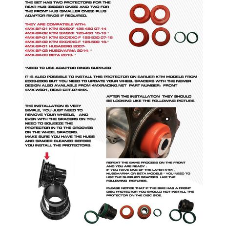 _Kit Protecteur Roulement Roue 4MX KTM EXC/EXC-F 16-.. SX/SX-F 15-.. Husqvarna 14-.. Orange | 4MX-BP-02-OR | Greenland MX_