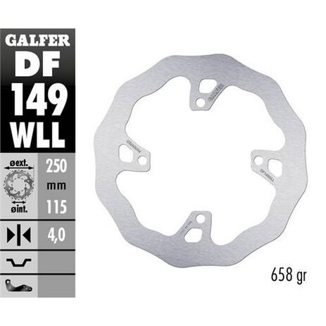 _Galfer Wave KX 250 F 20-.. KX 450 F 19-.. Rear Brake Disk 250x4mm | DF149WLL | Greenland MX_