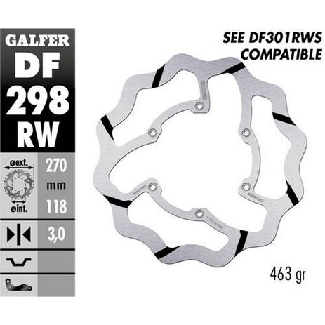 _Galfer Front Brake Disk Wave Fixed Grooved Yamaha YZ 250 F 16-20 YZ 450 F 16-19 270x3 mm | DF298RW | Greenland MX_