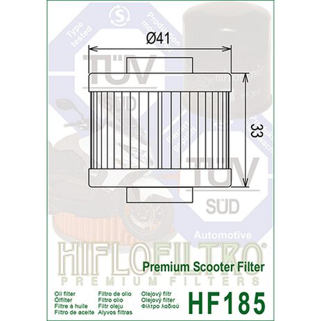 _Filtre a huile hiflofiltro Adly 220 S Sentinal 07-.. | HF185 | Greenland MX_