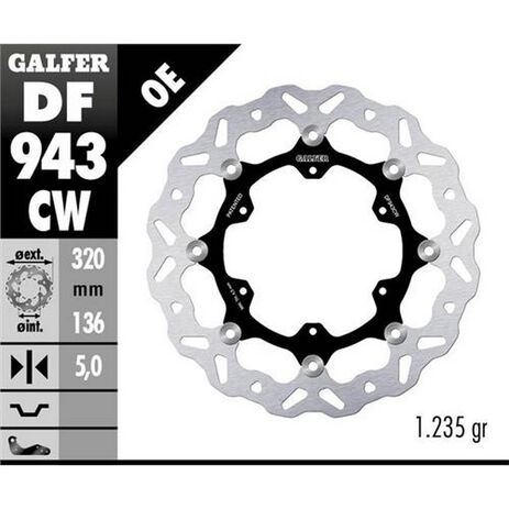 _Galfer Front Brake Disk Floating Flower Type Husqvarna Norden 901 22-.. 320x5mm | DF943CW | Greenland MX_