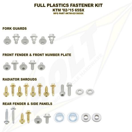 _Kit de Vis Pour les Plastiques Bolt KTM SX 65 02-15 | BT-KTM-021565SX | Greenland MX_