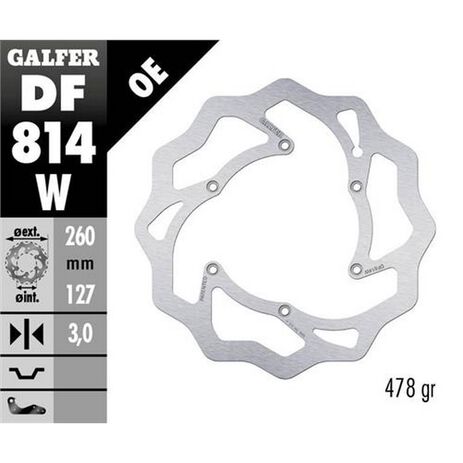 _Galfer Front Brake Disk Flower Type Beta RR 250 2T Enduro 12-.. RR 450 4T Enduro 13-.. 260x3 mm | DF814W | Greenland MX_