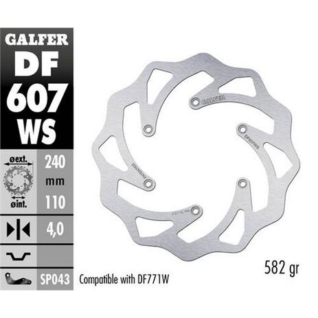 _Galfer Wave KTM / Husqvarna / Husaberg 240x4 mm Oversize Rear Brake Disk | DF607WS | Greenland MX_