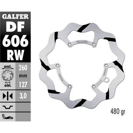 _Galfer Front Brake Disk Wave Type KTM EXC/SX 90-.. Husqvarna 14-.. 260x3 mm | DF606RW | Greenland MX_